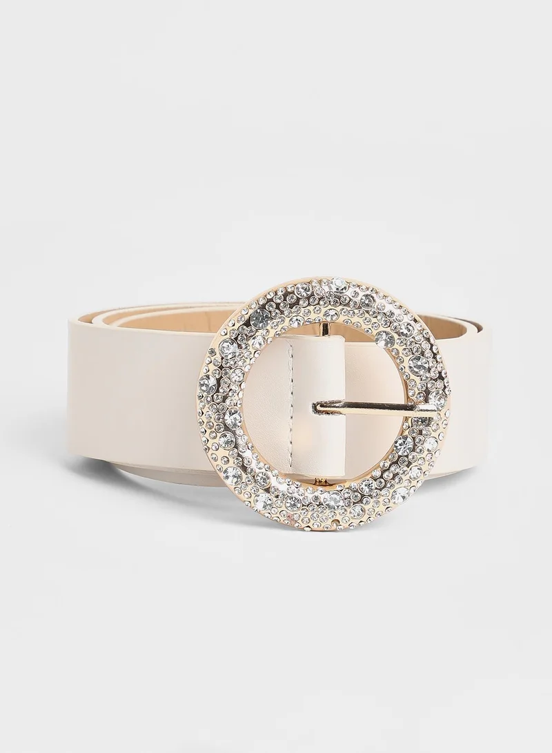 Casual Belt with Buckle Detail