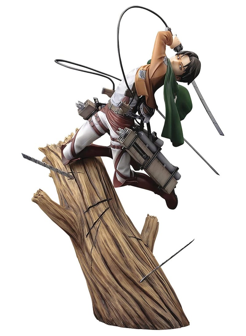 عام تمثال Levi من سلسلة أنيمي Attack on Titan، مصنوع من البلاستيك الأصلي ومتعدّد الألوان، زاوية vista frontend centerpiece for anime ياتو وايتان تمثال لوحة المذلبة شجرة اليم الجنيه. - Image 1