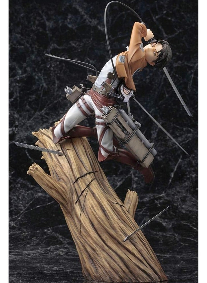 عام تمثال Levi من سلسلة أنيمي Attack on Titan، مصنوع من البلاستيك الأصلي ومتعدّد الألوان، زاوية vista frontend centerpiece for anime ياتو وايتان تمثال لوحة المذلبة شجرة اليم الجنيه. - Image 2