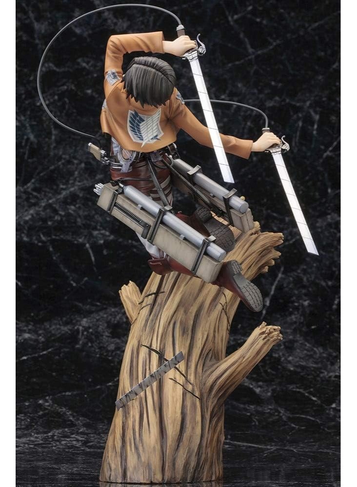 عام تمثال Levi من سلسلة أنيمي Attack on Titan، مصنوع من البلاستيك الأصلي ومتعدّد الألوان، زاوية vista frontend centerpiece for anime ياتو وايتان تمثال لوحة المذلبة شجرة اليم الجنيه. - Image 3