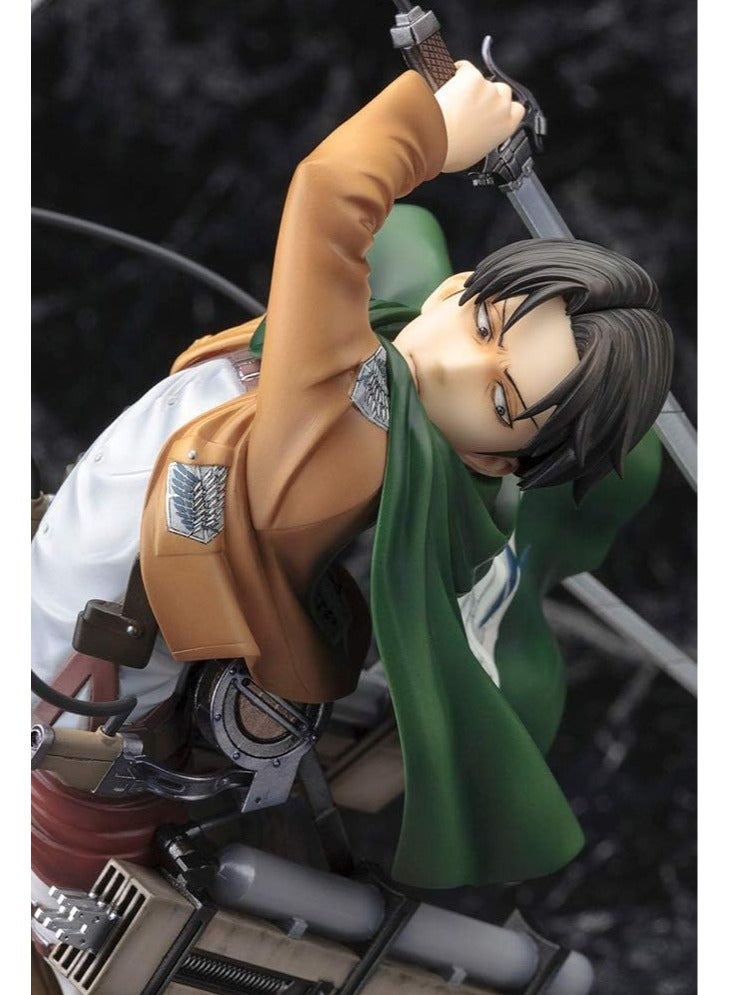عام تمثال Levi من سلسلة أنيمي Attack on Titan، مصنوع من البلاستيك الأصلي ومتعدّد الألوان، زاوية vista frontend centerpiece for anime ياتو وايتان تمثال لوحة المذلبة شجرة اليم الجنيه. - Image 5