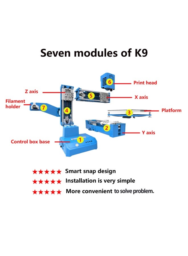 Easythreed K9 Mini 3D Printer, 100x100x100mm Print Size FDM 3D Printer for Kids Students Home Education DIY, One Key Printing, 0.4mm Nozzle, Compatible with PLA Filament, CE FCC RoHS Certified Perfect Gift for Kids During the Holidays - Image 2