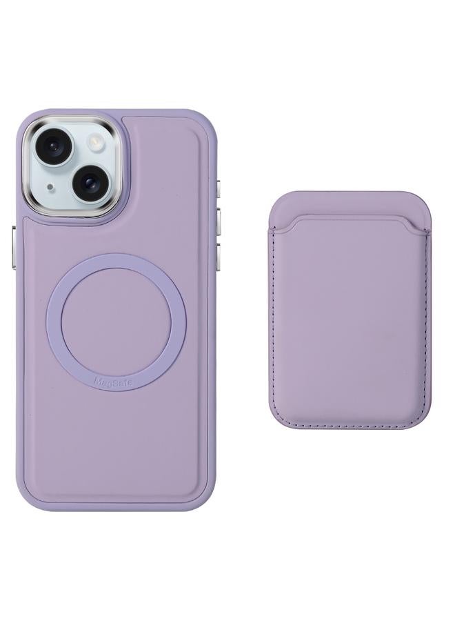 S-TOP Case For iPhone 15 Plus Imitation Liquid Skin Feel Plating Magsafe Card Bag Phone Case - Image 1