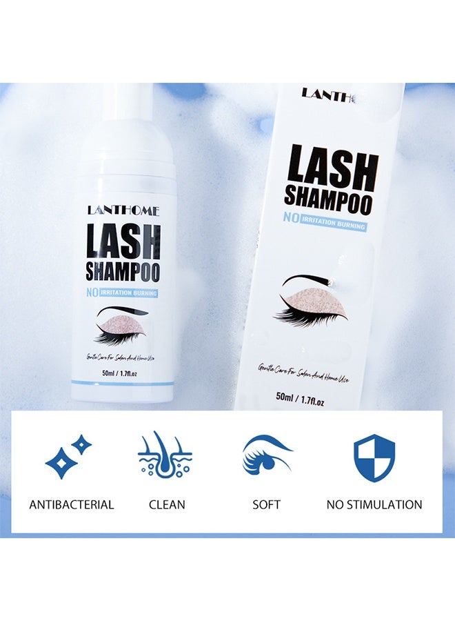 Lanthome Lash Shampoo for Eyelash Extension 50ml, Eyelash Shampoo Kit, Lash Extension Cleanser, Eyelash Cleanser for Eyelash Extension with Cleansing Brush and Mascara Wand for Salon Use, Home Care - Image 2