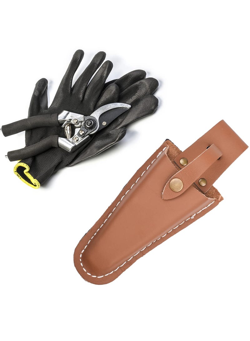 2pcs Leather Sheath Tool Premium Leather Secateurs Pruning Scissors Durable Garden Tool Pouch Holder with for Easy Access Ideal Gift for Gardeners