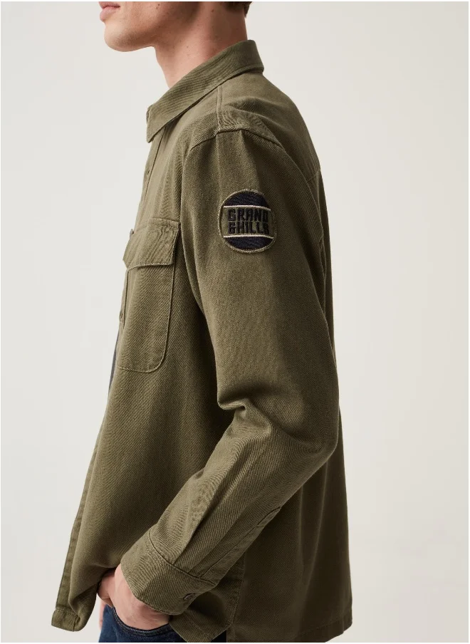 Ovs Grand & Hills cotton shacket with patch