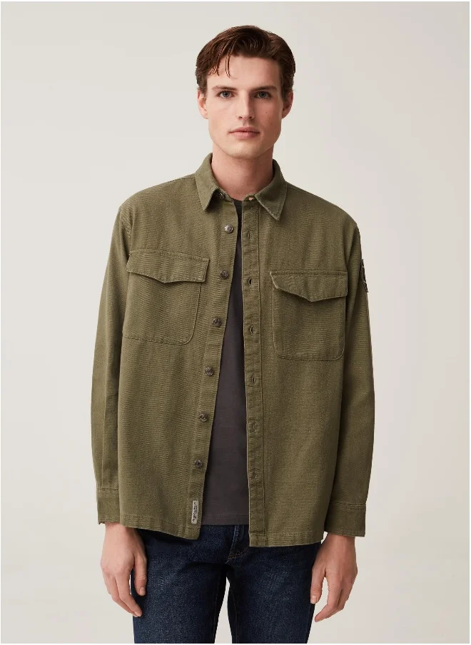 او في اس Grand & Hills cotton shacket with patch