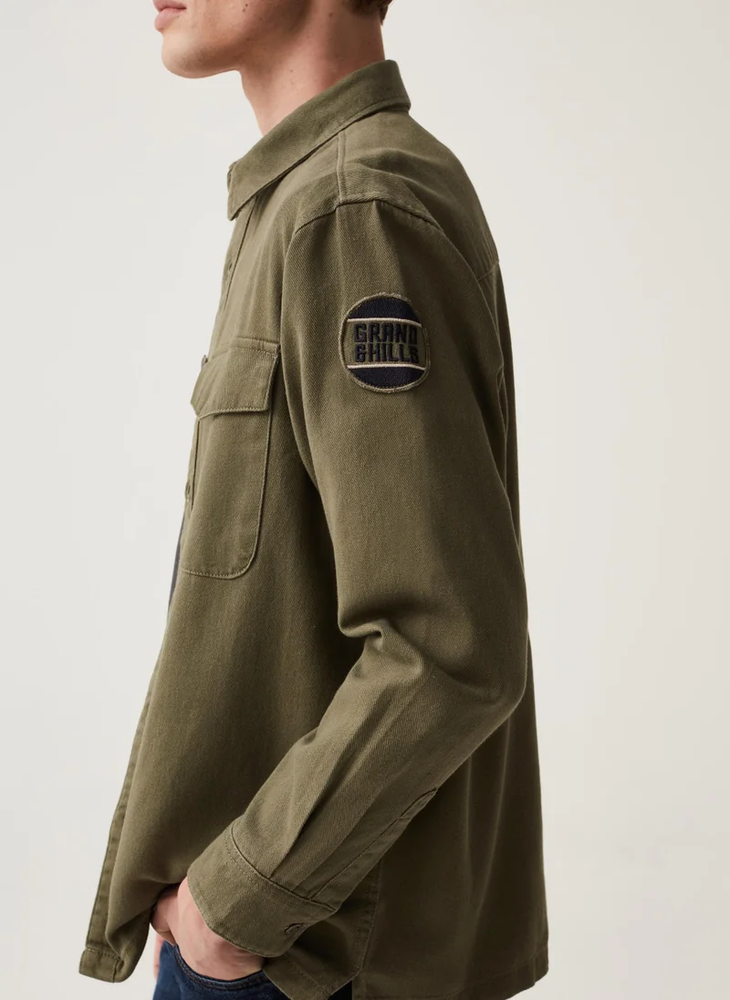 Ovs Grand & Hills cotton shacket with patch