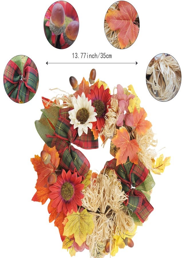 FERIAL 16”Autumn Wreath for Harvest Thanksgiving Halloween Christmas Fall Wreath for Front Door Decorations Artificial Fall Wreaths for Wall Window Wedding Party Decor Indoor Outdoor - Image 2