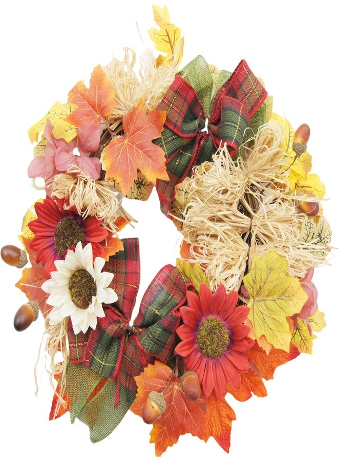 FERIAL 16”Autumn Wreath for Harvest Thanksgiving Halloween Christmas Fall Wreath for Front Door Decorations Artificial Fall Wreaths for Wall Window Wedding Party Decor Indoor Outdoor - Image 1