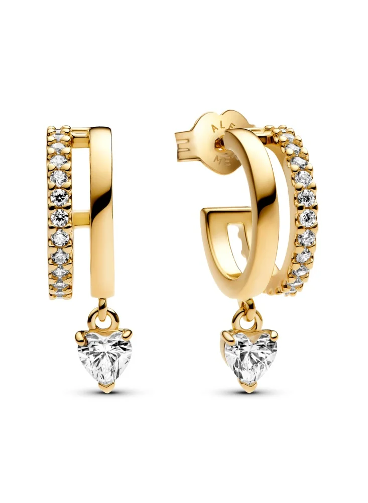 باندورا Dangling Heart Hoop Earrings