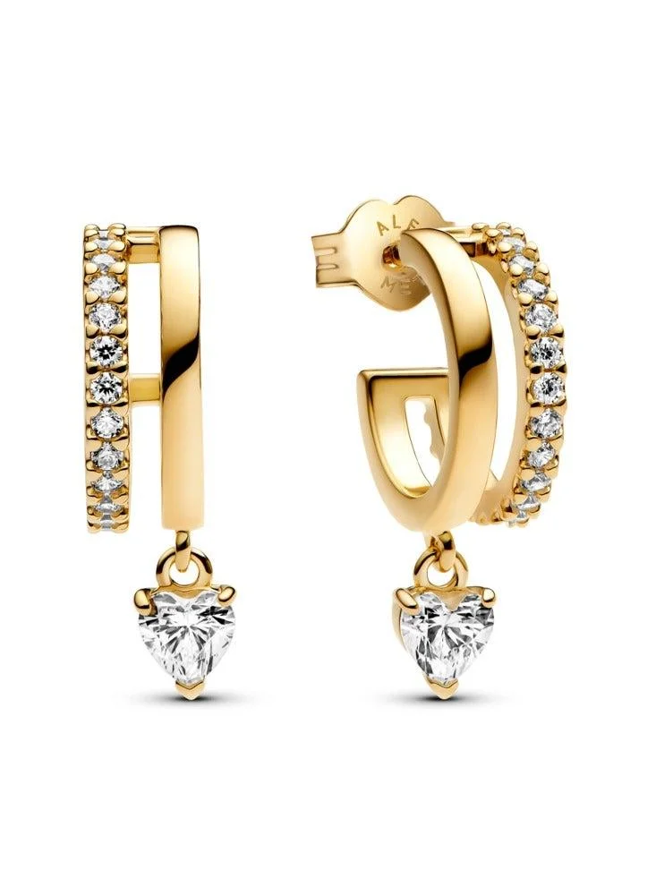 Dangling Heart Hoop Earrings
