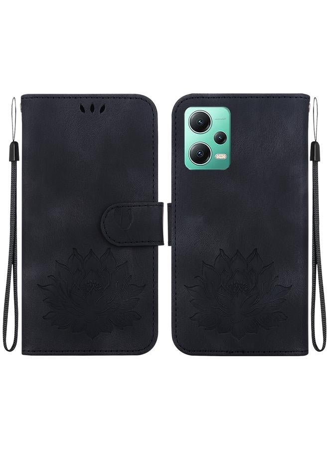 Case For Xiaomi Poco X5 Lotus Embossed Leather Phone Case