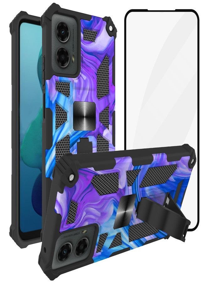 Ailiber for Motorola Moto G Stylus 5G 2024 Case with Kickstand, with Screen Protector, for Magnetic Car Mount, Heavy Duty Shockproof Protective Cover for Motorola G Stylus 2024 5G-Purple Blue - Image 1
