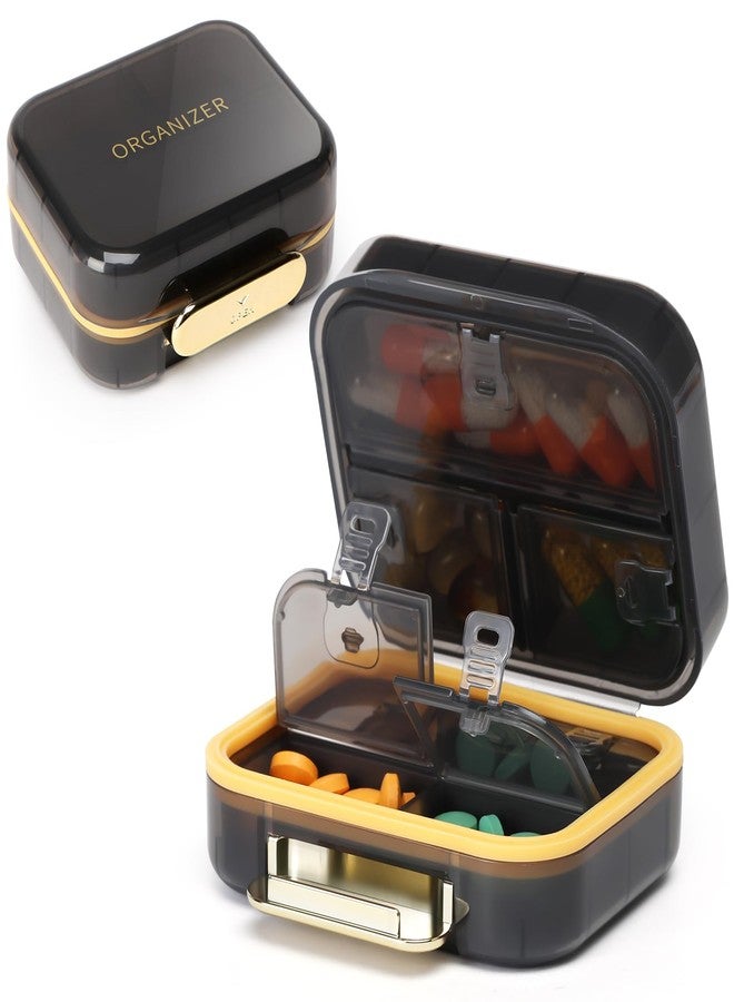 Toplive 7 Compartments Portable Pill Organizer Travel Medicine Pill Organizer, Moisture Proof Small Pill Case Pocket Pill Holder Daily Pill Container Box for Fish Oil Vitamins, Black - Image 1