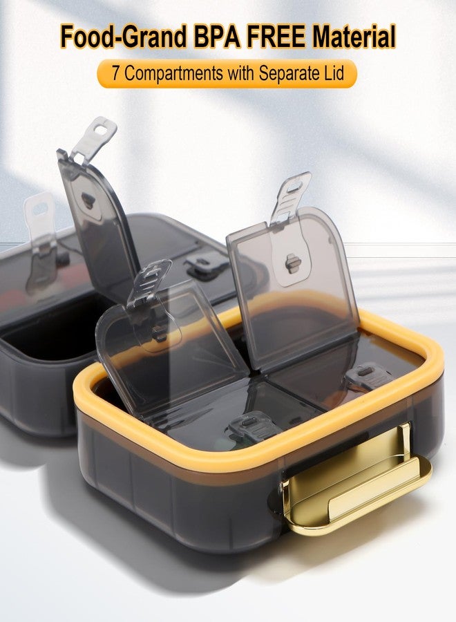 Toplive 7 Compartments Portable Pill Organizer Travel Medicine Pill Organizer, Moisture Proof Small Pill Case Pocket Pill Holder Daily Pill Container Box for Fish Oil Vitamins, Black - Image 4