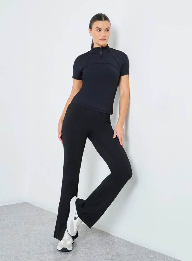 Styli Styli Back Mesh Insert Half Zip Up Top