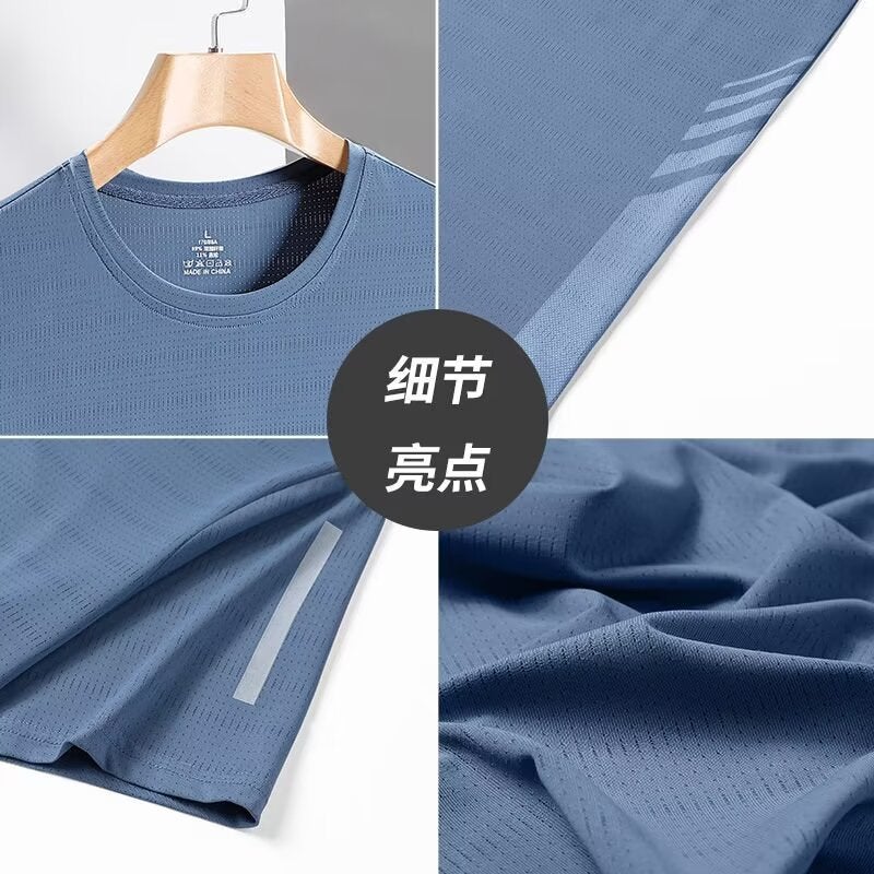 Dad Men'S Short-Sleeved T-Shirt Summer Thin Quick-Drying Mesh Sports T-Shirt High-End Ice Silk Top - Image 5