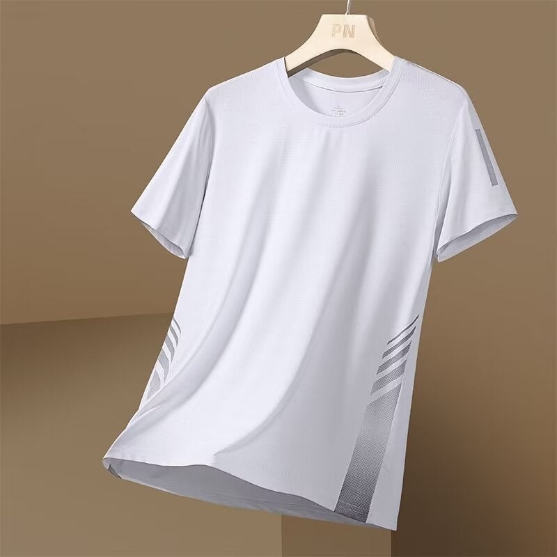 Dad Men'S Short-Sleeved T-Shirt Summer Thin Quick-Drying Mesh Sports T-Shirt High-End Ice Silk Top - Image 1