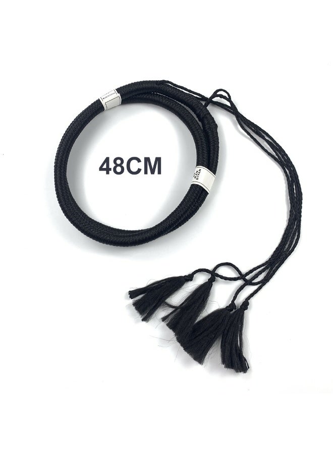 Solid Black Boys Daily Head Scarf Hajib Accessories Headband With Tassel Classic Gentlemen Headband 48CM - Image 1