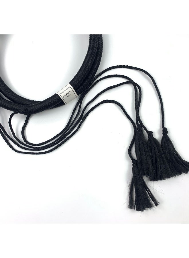 Solid Black Boys Daily Head Scarf Hajib Accessories Headband With Tassel Classic Gentlemen Headband 48CM - Image 4