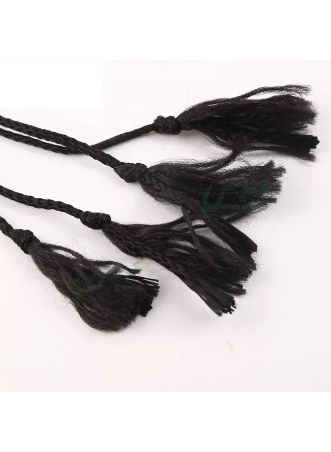 Solid Black Boys Daily Head Scarf Hajib Accessories Headband With Tassel Classic Gentlemen Headband 48CM - Image 5