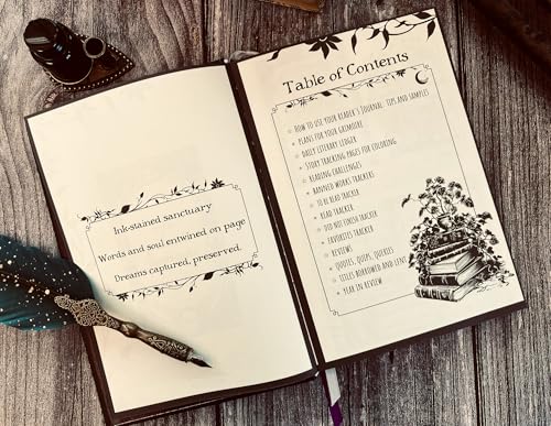 Conquest Journals Waiting for the Night Readers Journal, Gothic Inspired, Journaling for Reading, 150 Pages, 6'' x 8.5'', Lay-Flat Binding, 2 Ribbon Bookmarks & 1 Bookish Sticker Sheet, Gothcore Merch - Image 4