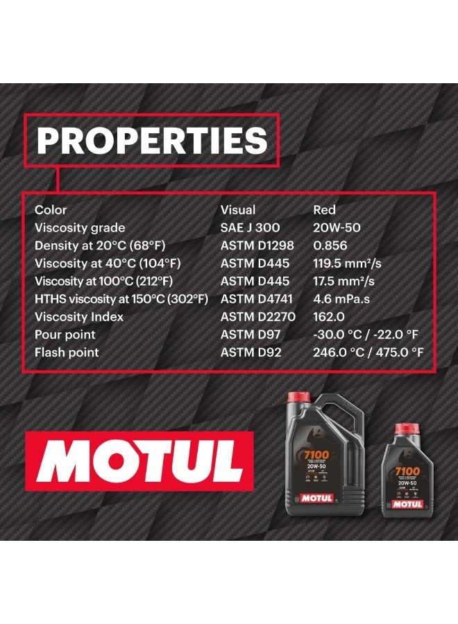Motul 104103 7100 4T Fully Synthetic 20W-50 Petrol Engine Oil for Bikes 1L - Image 3
