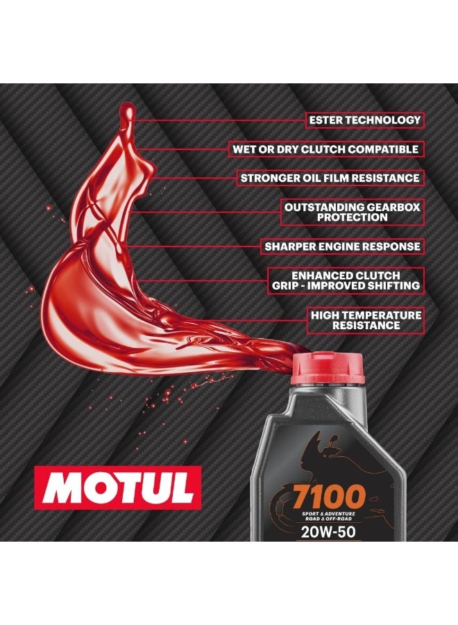 Motul 104103 7100 4T Fully Synthetic 20W-50 Petrol Engine Oil for Bikes 1L - Image 4