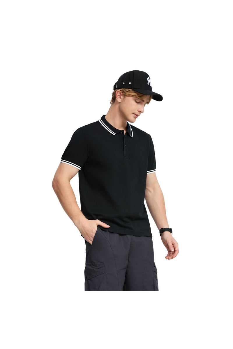 GIORDANO Black Regular Fit Polo Shirt for Men - Image 3