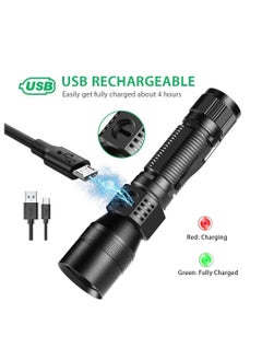 Excefore USB Rechargeable Torches, 3 in 1 Super Bright Torches LED  Rechargeable, with whitelight redlight & UV, Super Bright Waterproof LED Torch, 7 Modes, Zoomable, for Camping, Emergency (2 Pcs)  - Image 5