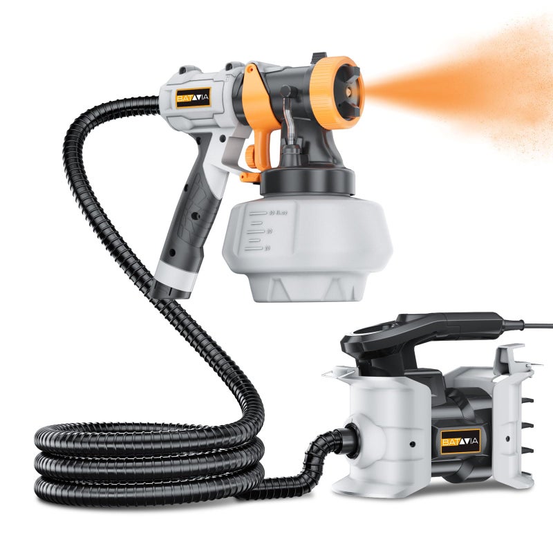 Batavia Upgraded Paint Sprayer-BATAVIA 700W HVLP High Power Spray Paint Gun with 6FT Air Hose, 4 Nozzles & 3 Patterns, Paint Sprayer for House Painting,Furniture,Cabinets,Fence,Walls,DIY Projects,etc - Image 1