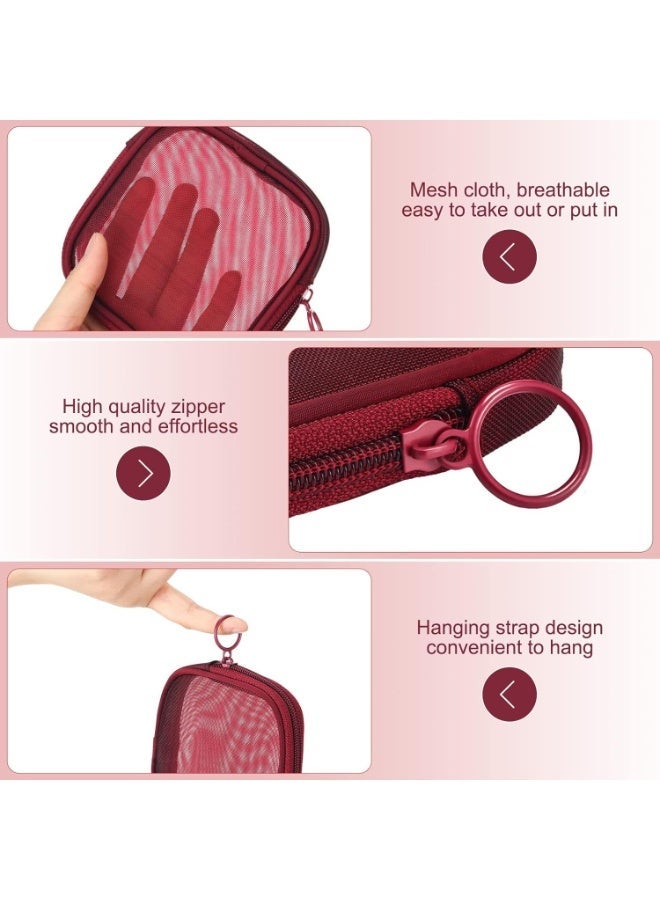 Bukela Mesh Makeup Bag4Pcs Clear Toiletry Pouch with Zipper Mini Portable Makeup Cosmetic Travel Toiletry Purse Bag for Daily Toiletries Accessories(Red) - Image 4