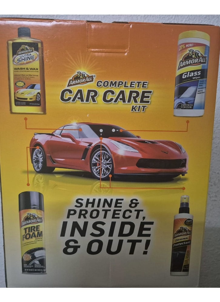 ARMOR ALL Armor All Car Wash and Car Cleaner Kit by Armor All, Includes Glass Wipes, Car Wash & Wax Concentrate, Protectant Spray and Tire Foam  - Image 1