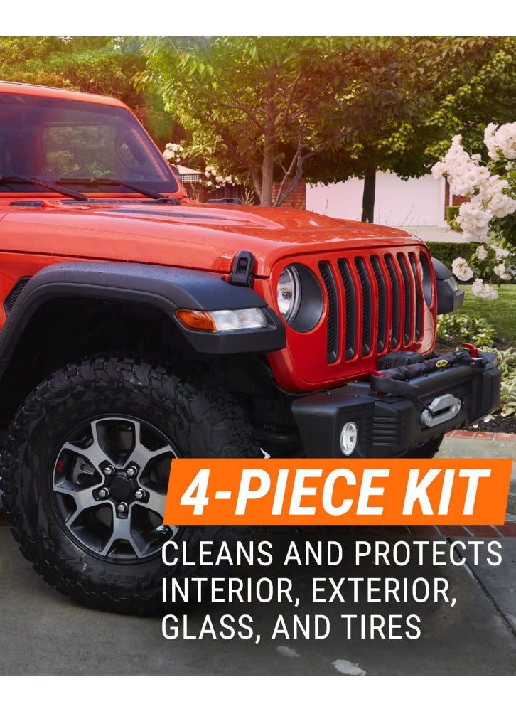 أرمور أول مجموعة غسيل وتنظيف السيارات  4 قطع من أرمور أول، تتضمن مناديل تنظيف الزجاج ومناديل زجاجية و  رغوه للاطارات  و غسول و واكس - Image 2