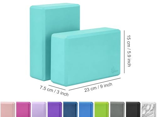 Exerz كتل يوغا EXERZ 2 قطعة طوب رياضي عالي الكثافة من رغوة EVA 9 × 6 × 3 بوصة - Image 2