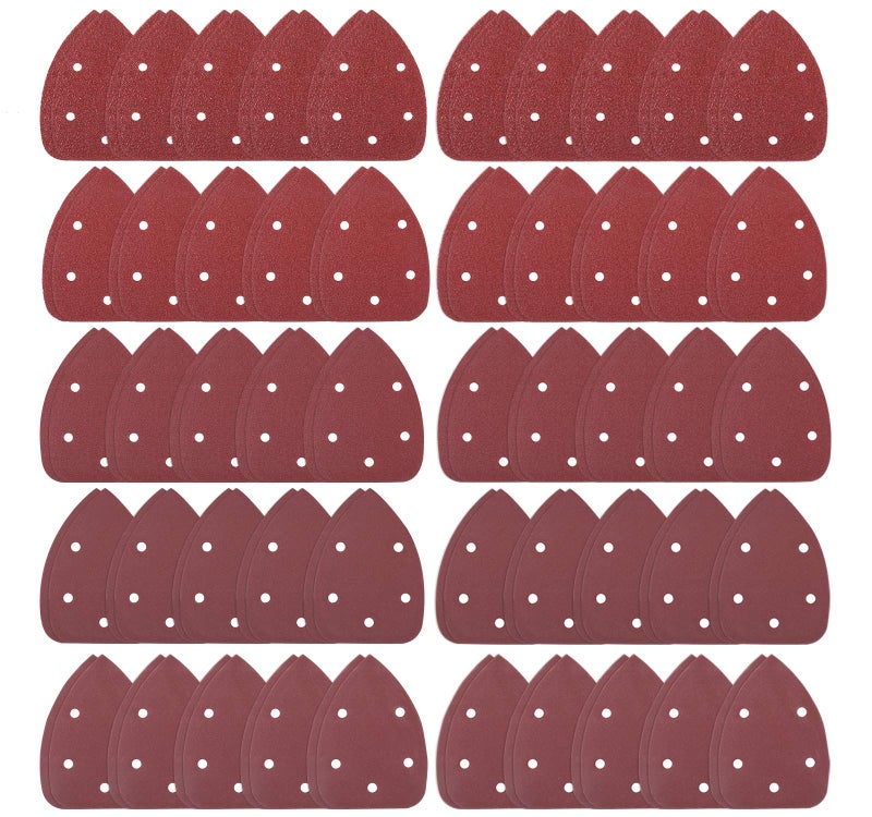 S SATC 100PCS Mouse Detail Sander Sandpaper Palm Mouse Sander Pads 40/80/120/180/240 Grits 140mm, Sanding Pads for Mouse Sanders