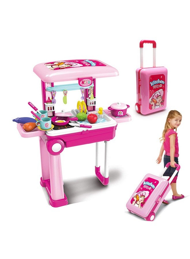 Bettina 2-in-1Travel Luggage Turn into Play Kitchen, Kids Kitchen Playset Toys with 25+Play Food for Toddelers, Girls and Boys, Pretend Play, 25" H x 9.8" W x 20.8" L - Image 1