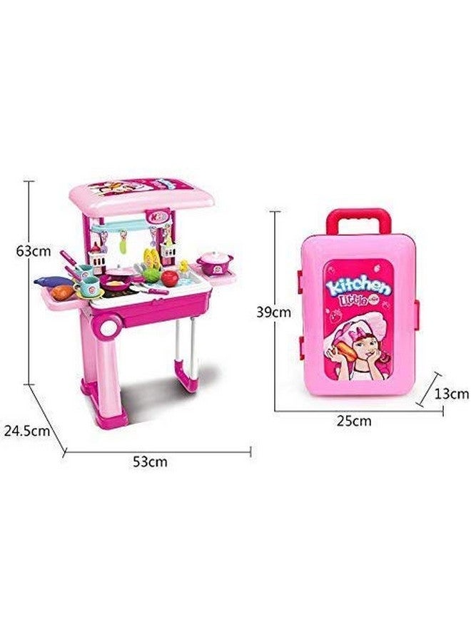 Bettina 2-in-1Travel Luggage Turn into Play Kitchen, Kids Kitchen Playset Toys with 25+Play Food for Toddelers, Girls and Boys, Pretend Play, 25" H x 9.8" W x 20.8" L - Image 3