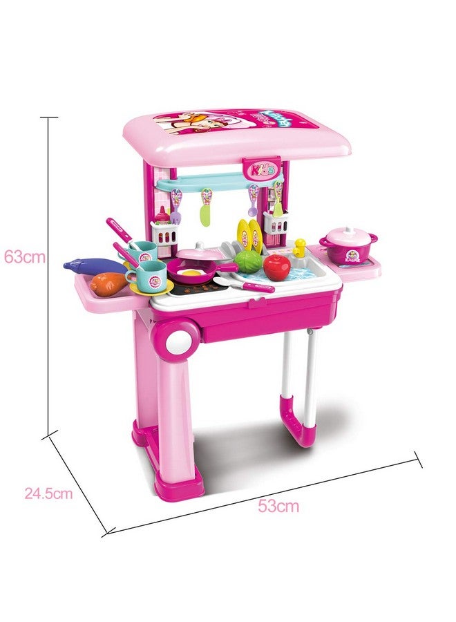 Bettina 2-in-1Travel Luggage Turn into Play Kitchen, Kids Kitchen Playset Toys with 25+Play Food for Toddelers, Girls and Boys, Pretend Play, 25" H x 9.8" W x 20.8" L - Image 2