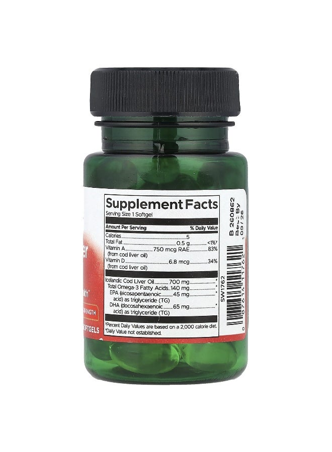SWANSON زيت كبد السمك من سوانسون، قوة مزدوجة، 30 كبسولة لينة - Image 2