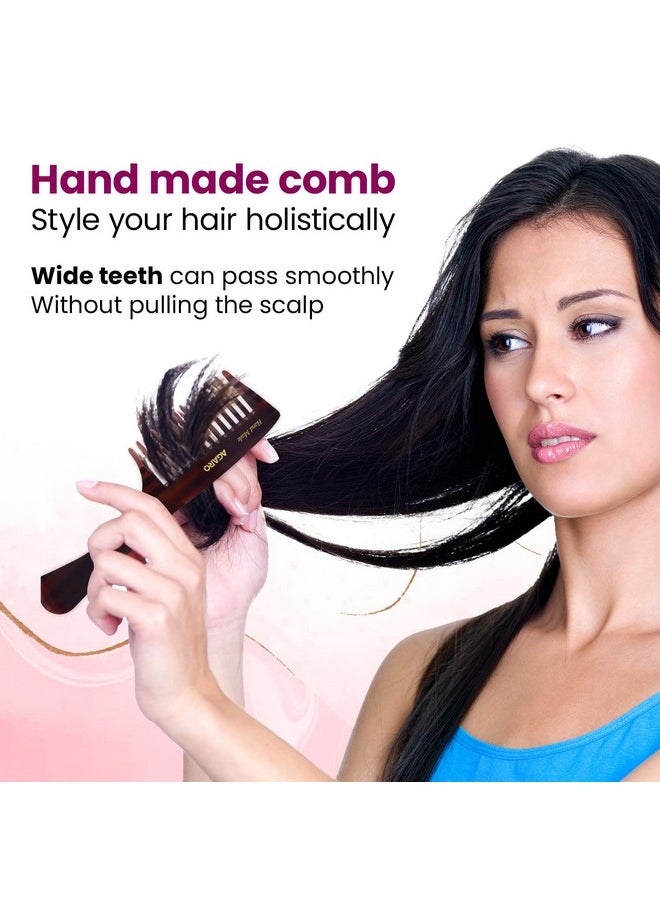 AGARO AGARO Hand Made Comb With Handle, Compact Comb With Wide Tooth, Smooth Rounded Teeth, Hair Styling, Grooming, Hair Brushing, Hair Dressing, Cellulose Acetate Comb, For Men & Women, HMC77, Brown.  - Image 2