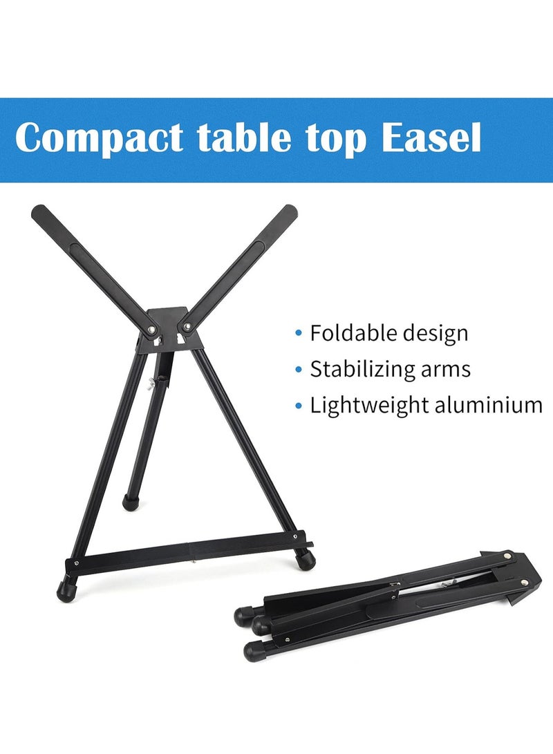 Aluminum 15 to 21 Tabletop Easel Display, Black Tripod with Rubber Feet, Black Steel Small Desktop Easel Stand, Holds Canvas, Paintings, Books, Photos, Signs - Image 5
