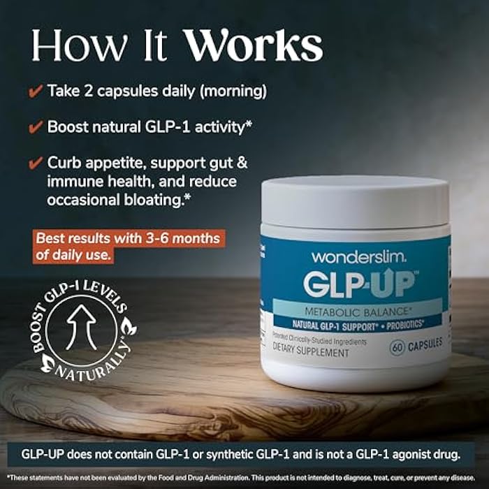 WonderSlim GLP-UP™ GLP1 Supplement - Clinically Studied DygloFit® for GLP-1 Support | Supports Appetite & Metabolic Balance | Probiotics for Gut & Immune Health | 30 Day Supply - Image 2