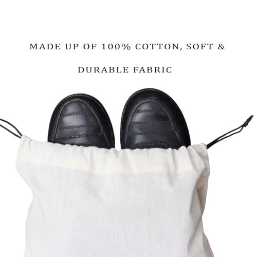 COMFORT WEAVE 100% Pure Cotton Shoe Covers | Bags with Drawstring Closure | Travel-Friendly Shoe Organizer | Reusable and Washable | Multipurpose for Home & Office (Pack of 6) - Image 4