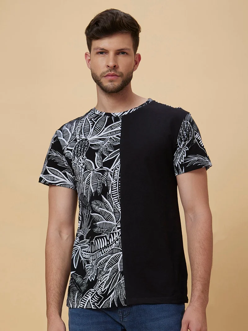 globus Globus Men Black Printed Cotton T-shirt