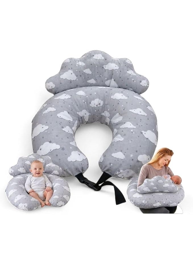 Plush Creative Planet Push Nursing Pillow for Breastfeeding & Baby Support with Back Clutch – Multi-Use for Feeding, Carrying & Sitting Baby, Soft 100% Cotton Removable Washable Cover - Image 1