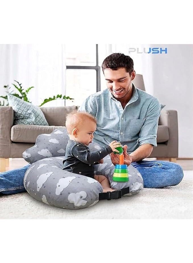 Plush Creative Planet Push Nursing Pillow for Breastfeeding & Baby Support with Back Clutch – Multi-Use for Feeding, Carrying & Sitting Baby, Soft 100% Cotton Removable Washable Cover - Image 2
