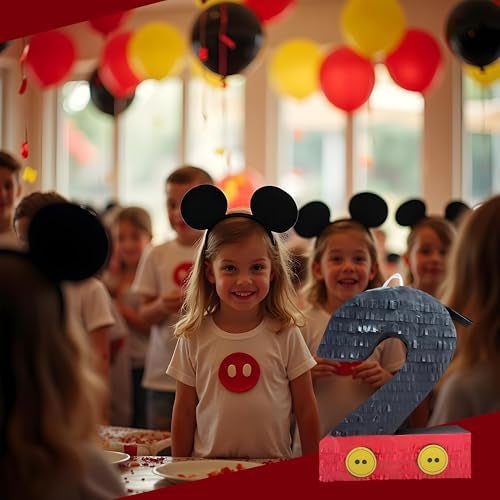 A Pinata 4 U APINATA4U Black Red Number Two Pinata with Yellow Buttons Second Themed Birthday Party Supplies and Decorations Anniversary Celebrations Pinata Kids Second Birthday Gift 20 X 16 X 4 Inches - Image 5