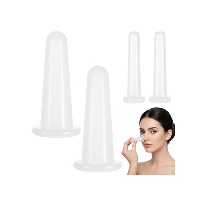 4Pcs Silicone Facial Cupping Set, Mini Facial Massage Cups, Face Massager Helper Skin Care Neck Back Eyes Massaging Cup for Body, Face, Neck, Back, and Eye